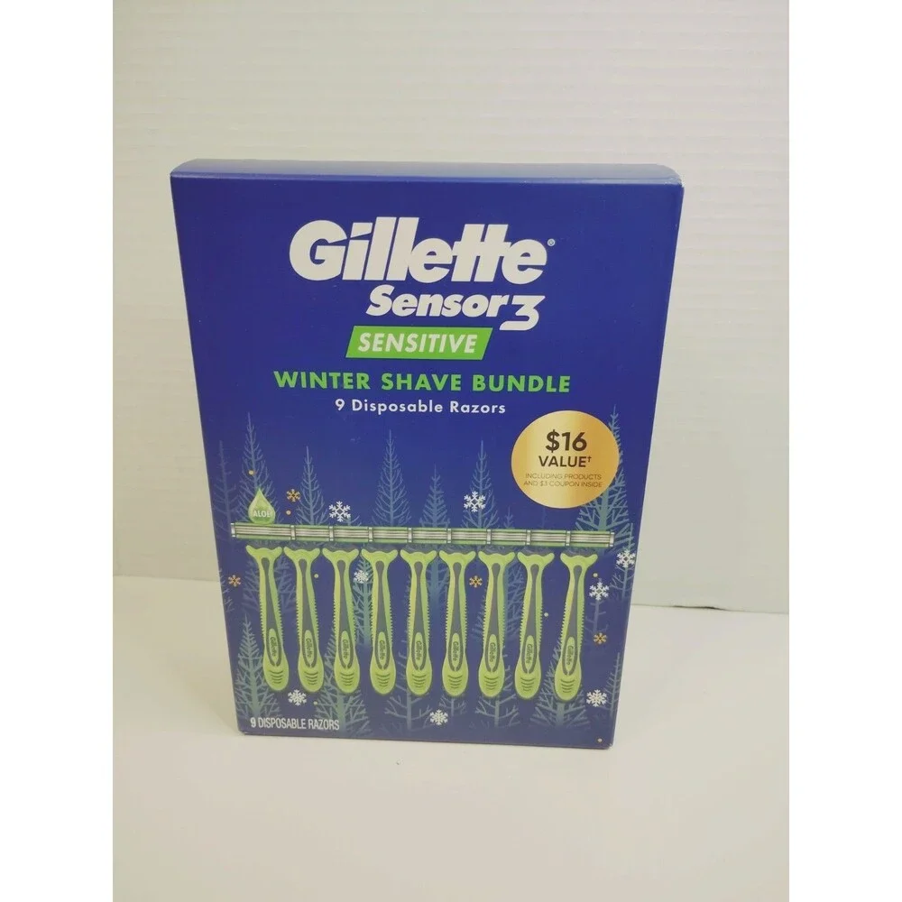 Gillette Sensor3 Sensitive Disposable Razors 3 Blades Pivoting Head 9 Count